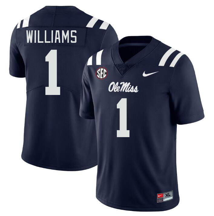 Men #1 Ayden Williams Ole Miss Rebels College Football Jerseyes Stitched Sale-Navy